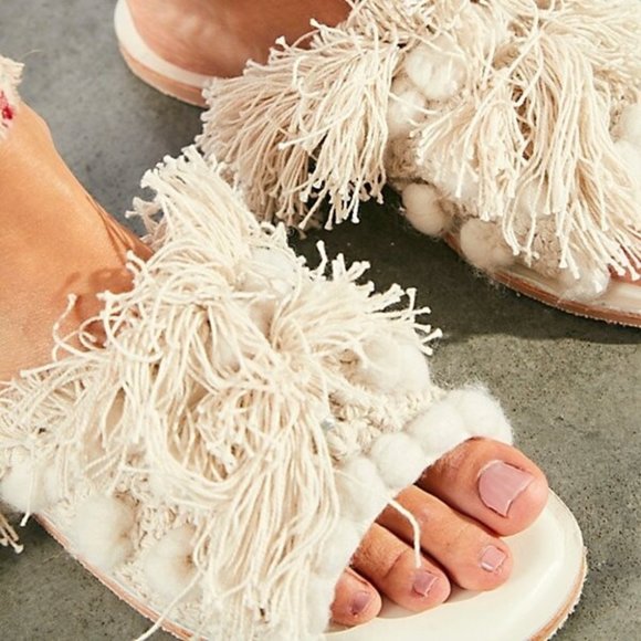 Free People Shoes - FREE PEOPLE Venus At Night Slide Sandals In Ivory